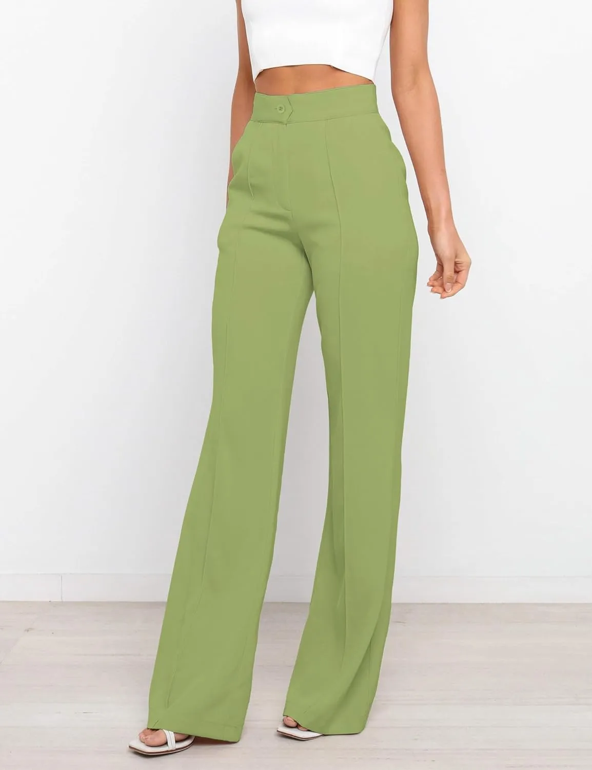 Women's Causal High Waisted Wide Leg Pants, Bootcut Dress Pants for Women, Work Pants with Pockets for Women Office