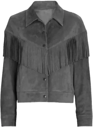 Women's Cowgirl Suede Fringe Leather Jacket - Traditional Native American Western Style Cowgirl Fringe Leather Jacket