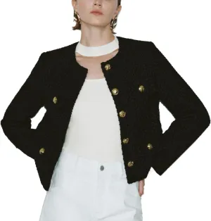 Womens Cropped Tweed Blazer Jackets 2025 Fall Winter Casual Business Work Suits Long Sleeve Coat Outfits
