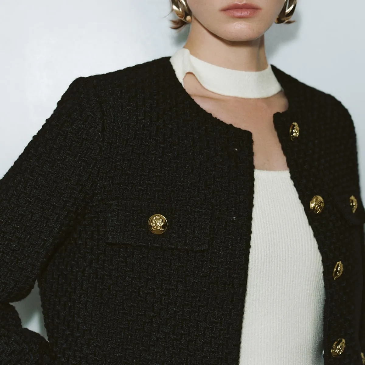 Womens Cropped Tweed Blazer Jackets 2025 Fall Winter Casual Business Work Suits Long Sleeve Coat Outfits