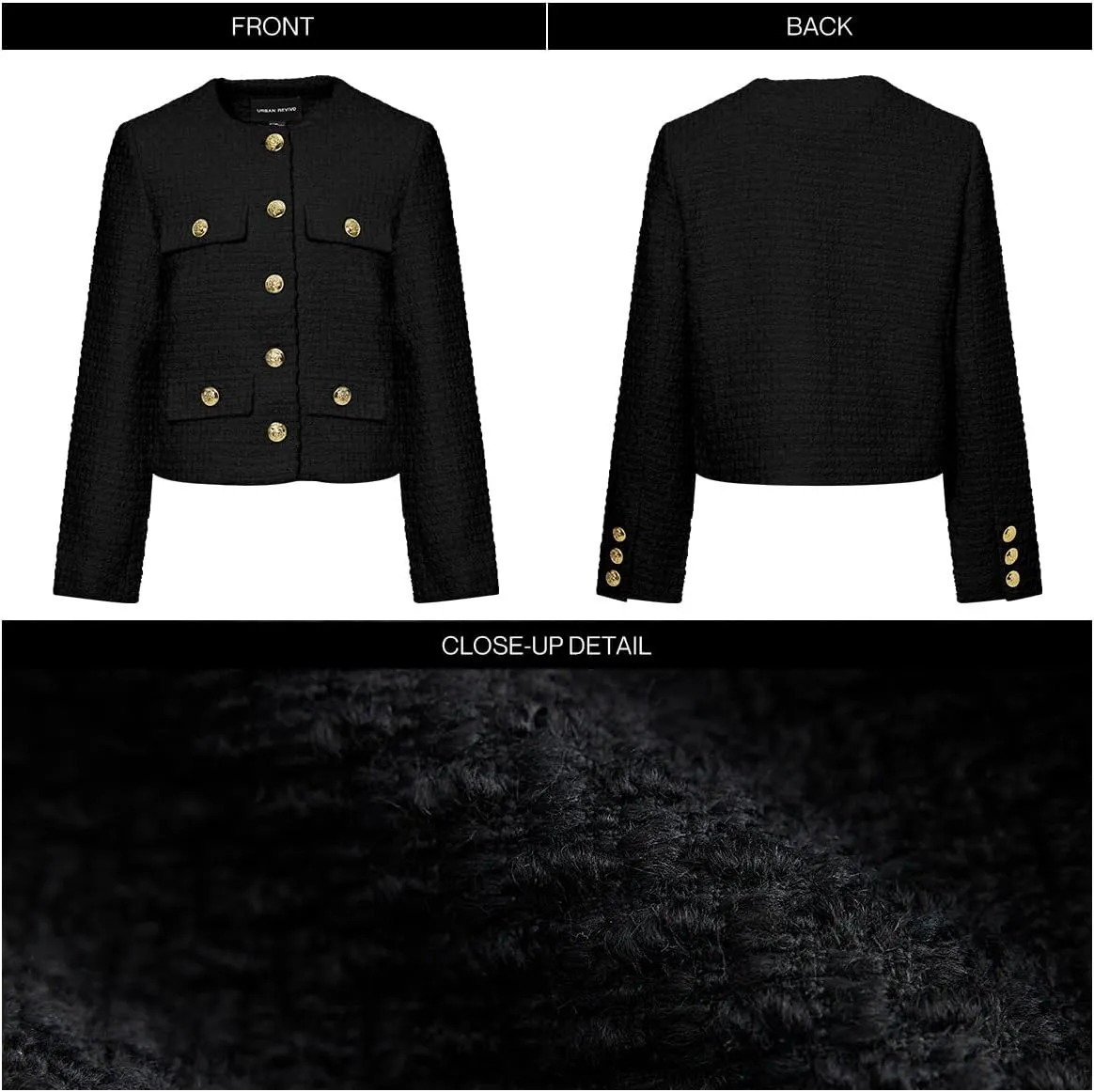 Womens Cropped Tweed Blazer Jackets 2025 Fall Winter Casual Business Work Suits Long Sleeve Coat Outfits