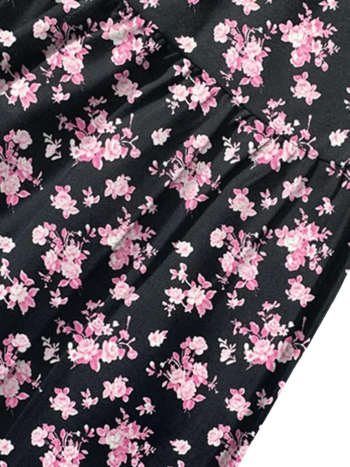 Women's High Elastic Waist Midi Skirt Casual Summer Trendy Tie Front Flowy Ruffle Floral Print A line Skirts 626