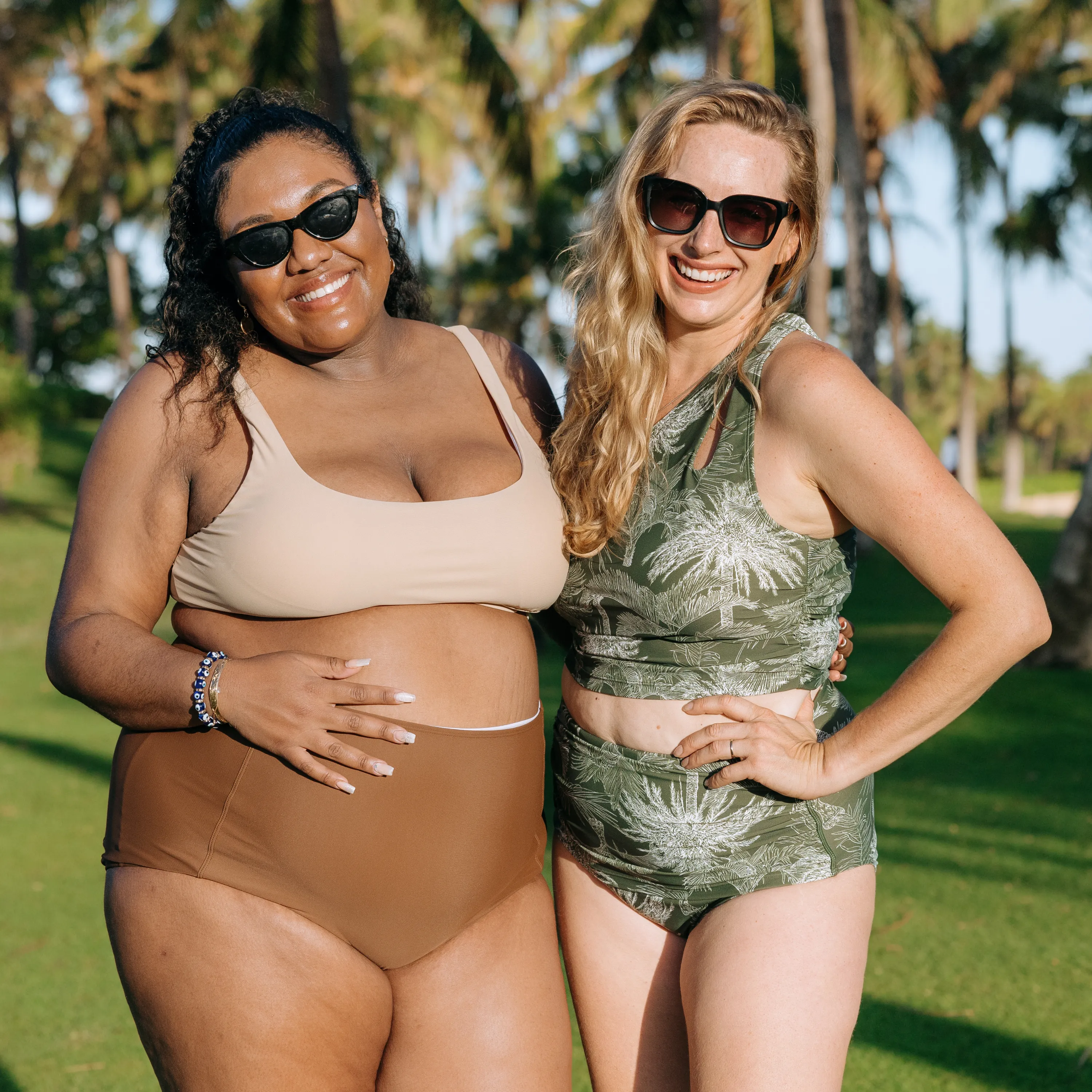 Women's High Waist Bikini Bottoms Ruched | "Hawaiian Rainforest"