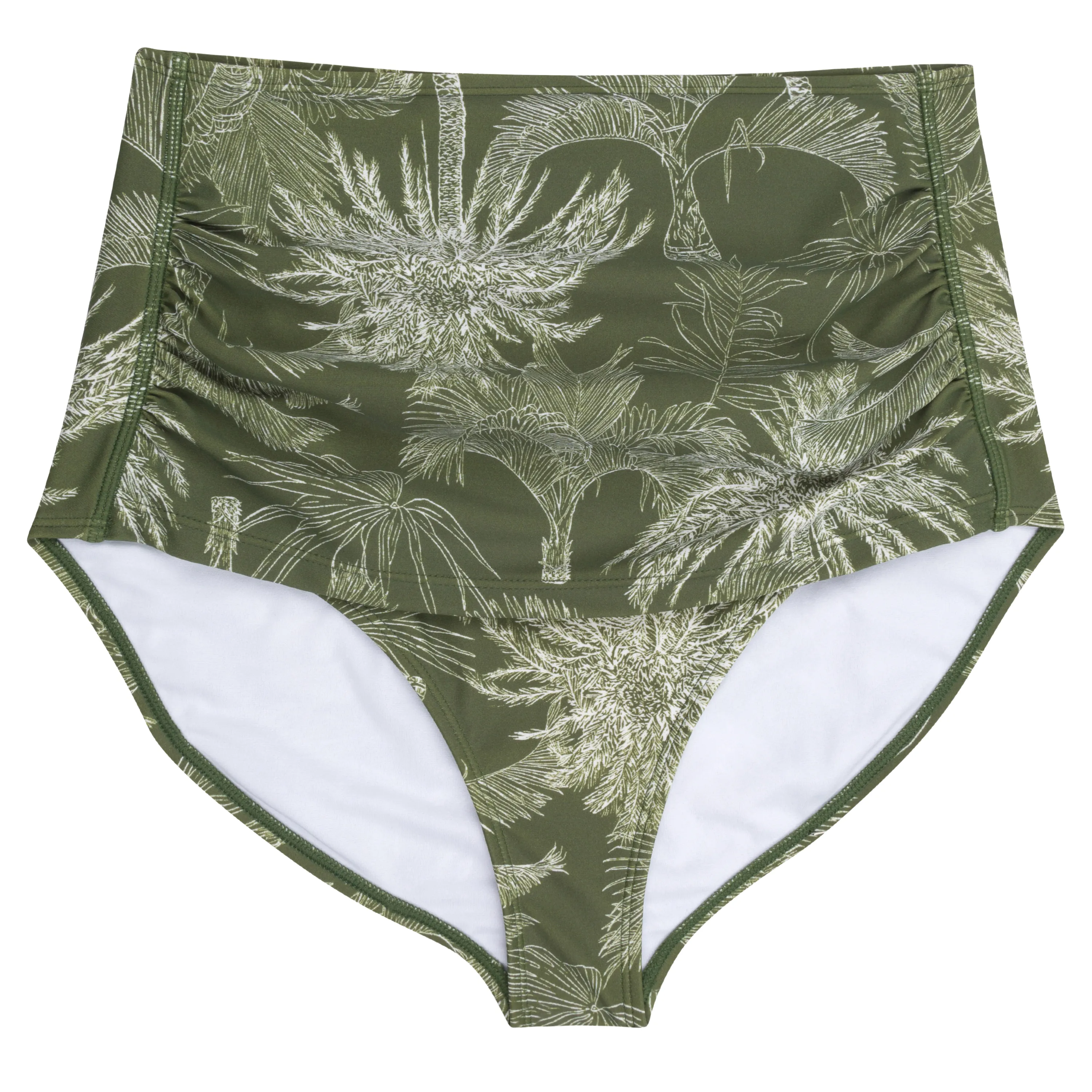 Women's High Waist Bikini Bottoms Ruched | "Hawaiian Rainforest"