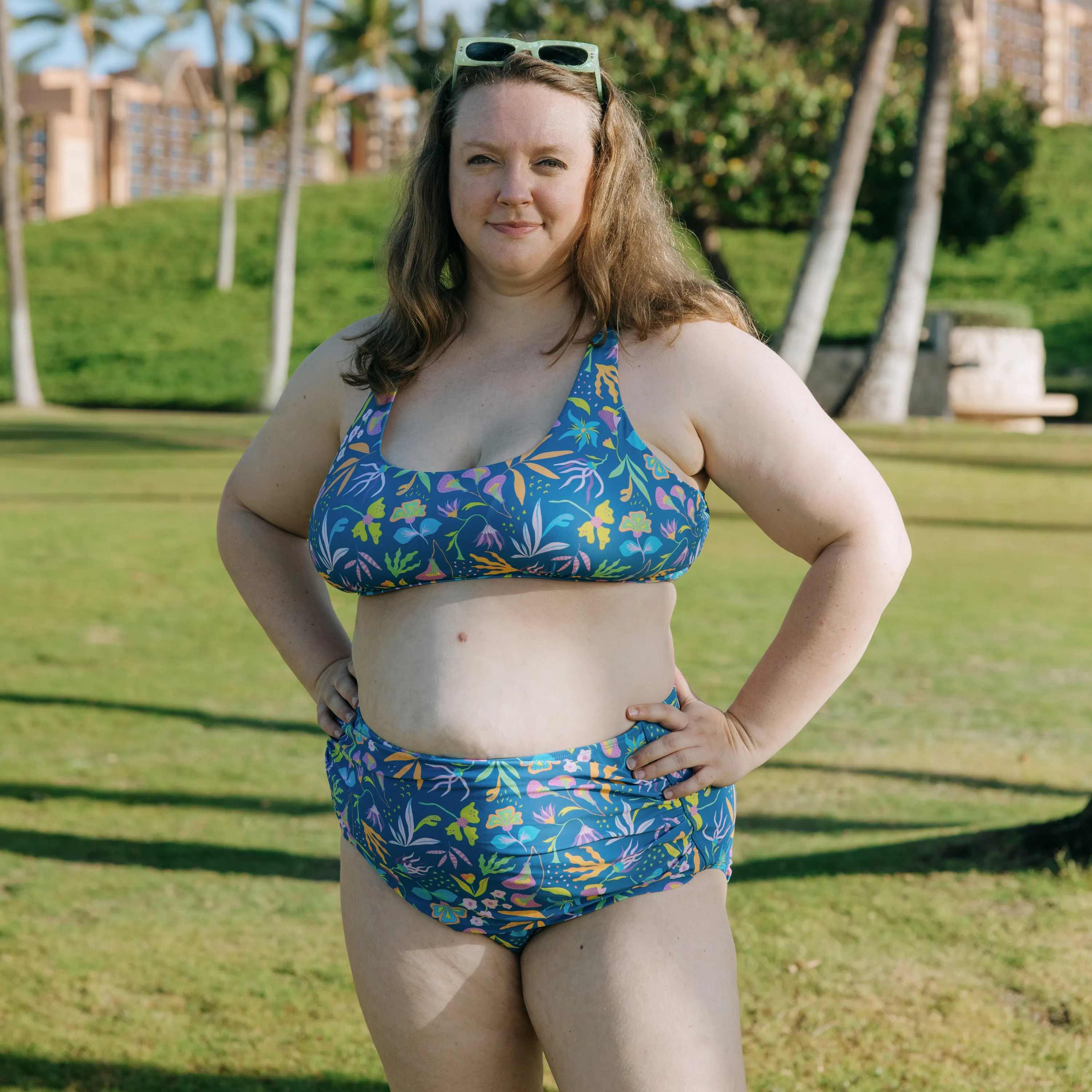 Women's High Waist Bikini Bottoms Ruched | "Tropadelic"