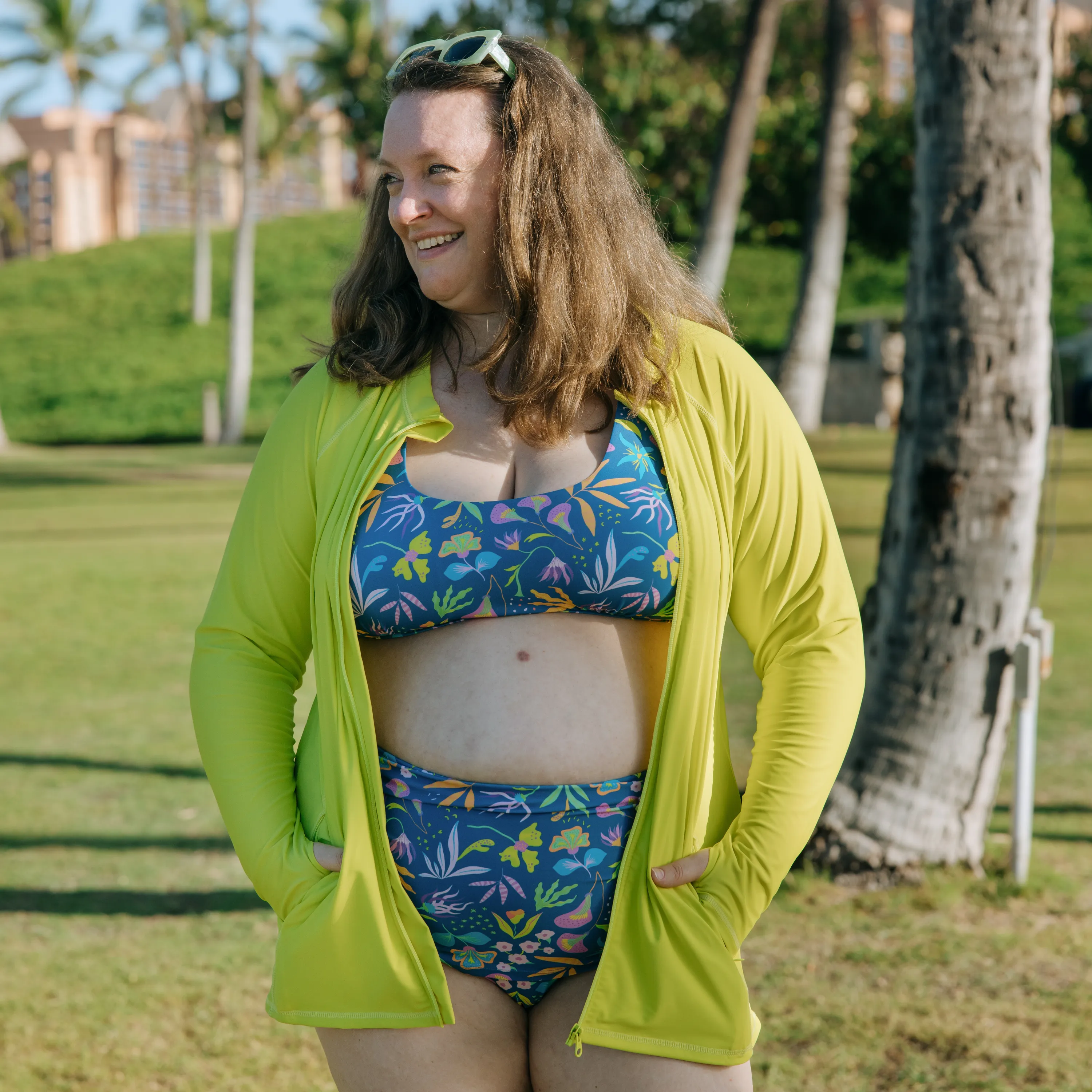 Women's High Waist Bikini Bottoms Ruched | "Tropadelic"