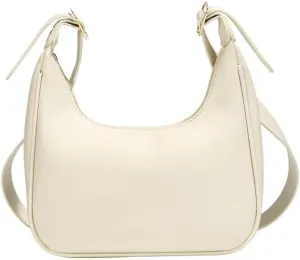 Women's Hobo Shoulder Bag, Faux Leather Crossbody Purse, Cream White