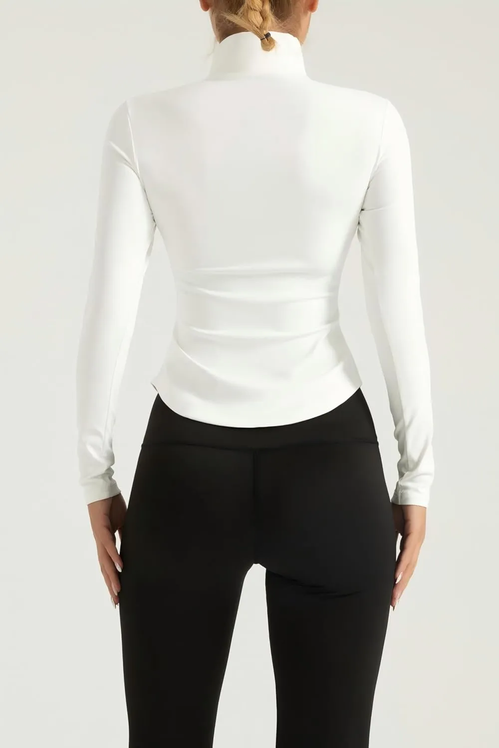 Womens Long Sleeve Workout Tops Quick Dry Quarter Zip Pullover Crop Yoga Athletic Golf Slim Fit Shirts,Compression T-Shirts