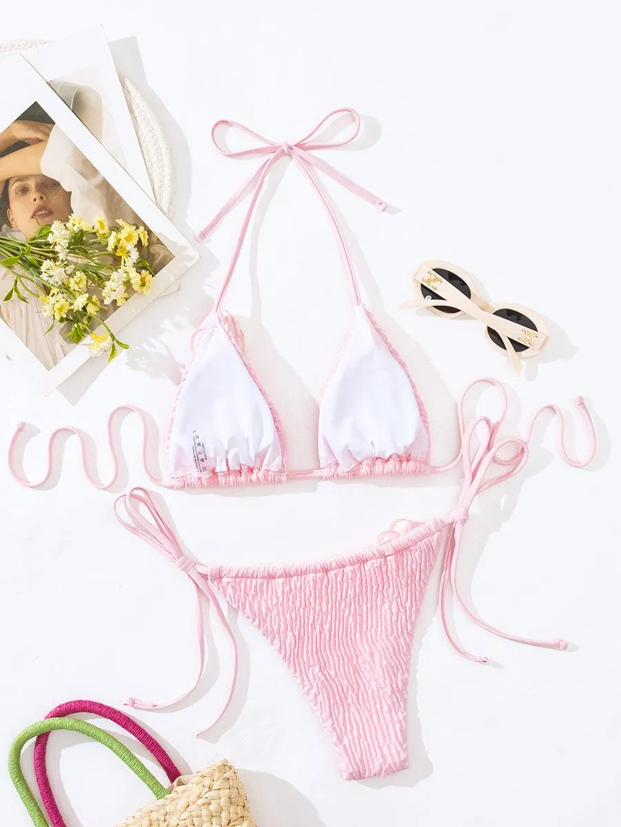 Women's Pink Micro String Bikini Set | GFIT | Beach Swimwear