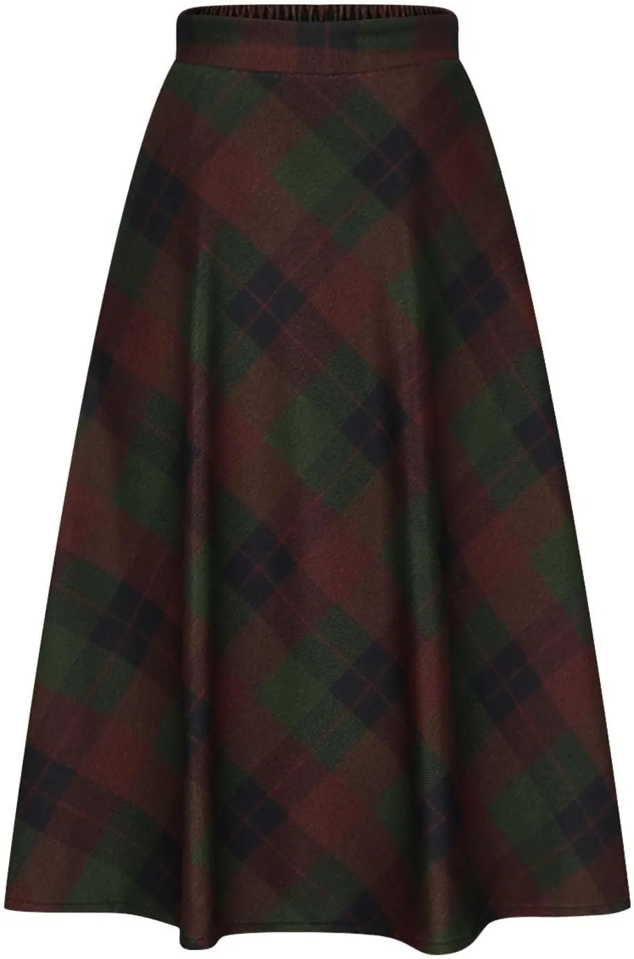 Women's Plaid Skirt 2024 Trendy Elastic Waist Wool Tartan A-Line Pleated Midi Skirts Comfy Winter Warm Long Skirts