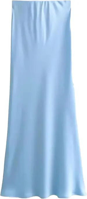 WomenS Pleated Midi Satin Skirt - Vintage Mid Elastic Waist Skirts A-Line Midi Skirts for Party Wedding