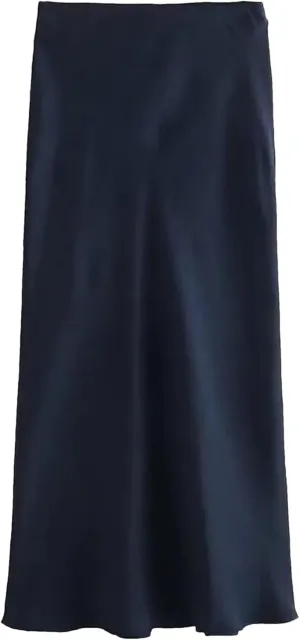 WomenS Pleated Midi Satin Skirt - Vintage Mid Elastic Waist Skirts A-Line Midi Skirts for Party Wedding