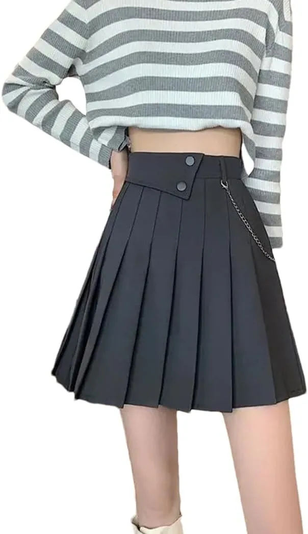 Women's Summer High-Waisted Slim A- Line Golf Skirts Ruffles Flared Mini Skirts