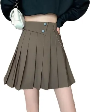 Women's Summer High-Waisted Slim A- Line Golf Skirts Ruffles Flared Mini Skirts