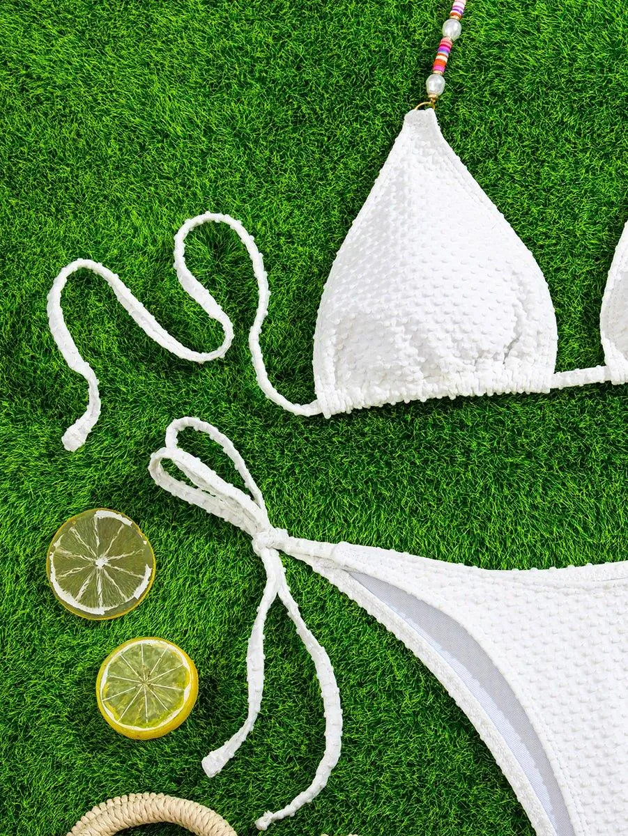 Women's White Bikini Set - Sexy Cutout Swimwear for Beach & Pool