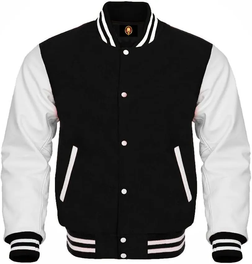 Wool Body Leather Sleeves 40 Colors Option Letterman Baseball Bomber Varsity Jacket