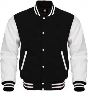 Wool Body Leather Sleeves 40 Colors Option Letterman Baseball Bomber Varsity Jacket