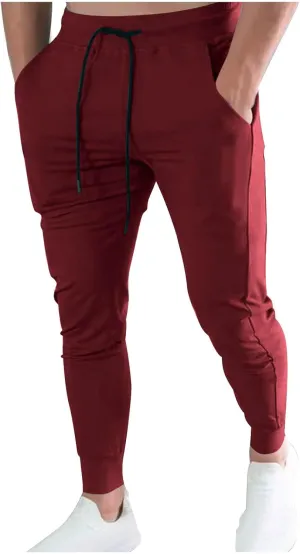 Xiaojmake Mens Tapered Jogger Casual Drawstring Elastic Waist Workout Sweatpants Slim Fit Gym Training Running Track Pants