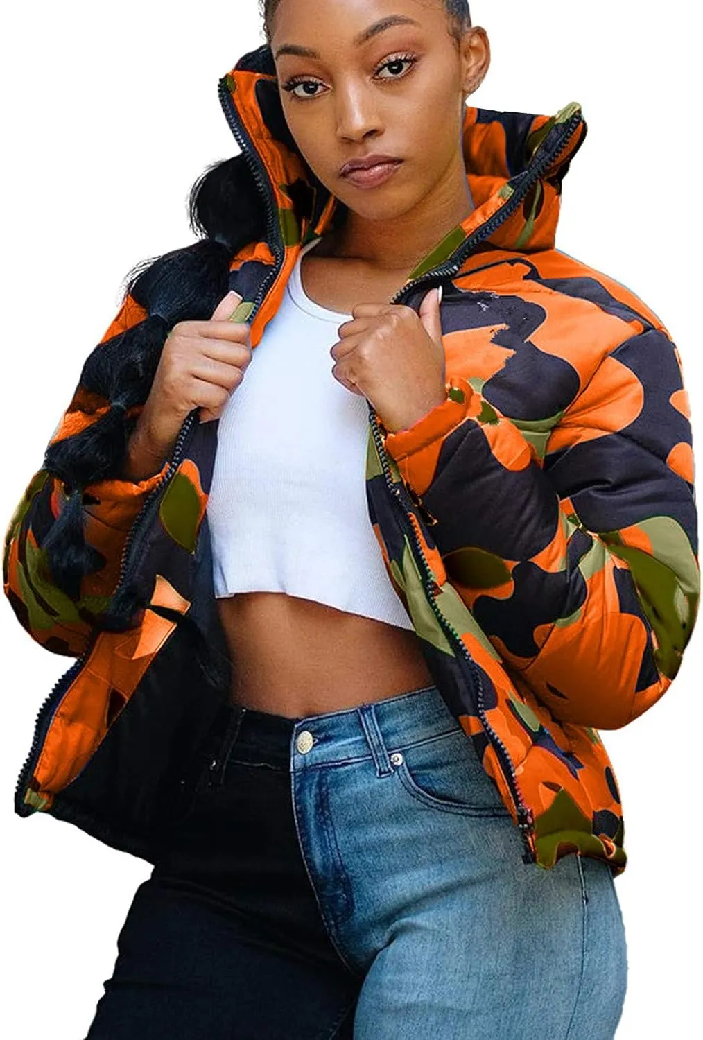 Yeshire Womens Fluffy Faux Fur Coat Cropped Jacket Puffer Jacket Open Front Winter Warm Fuzzy Teddy Jacket