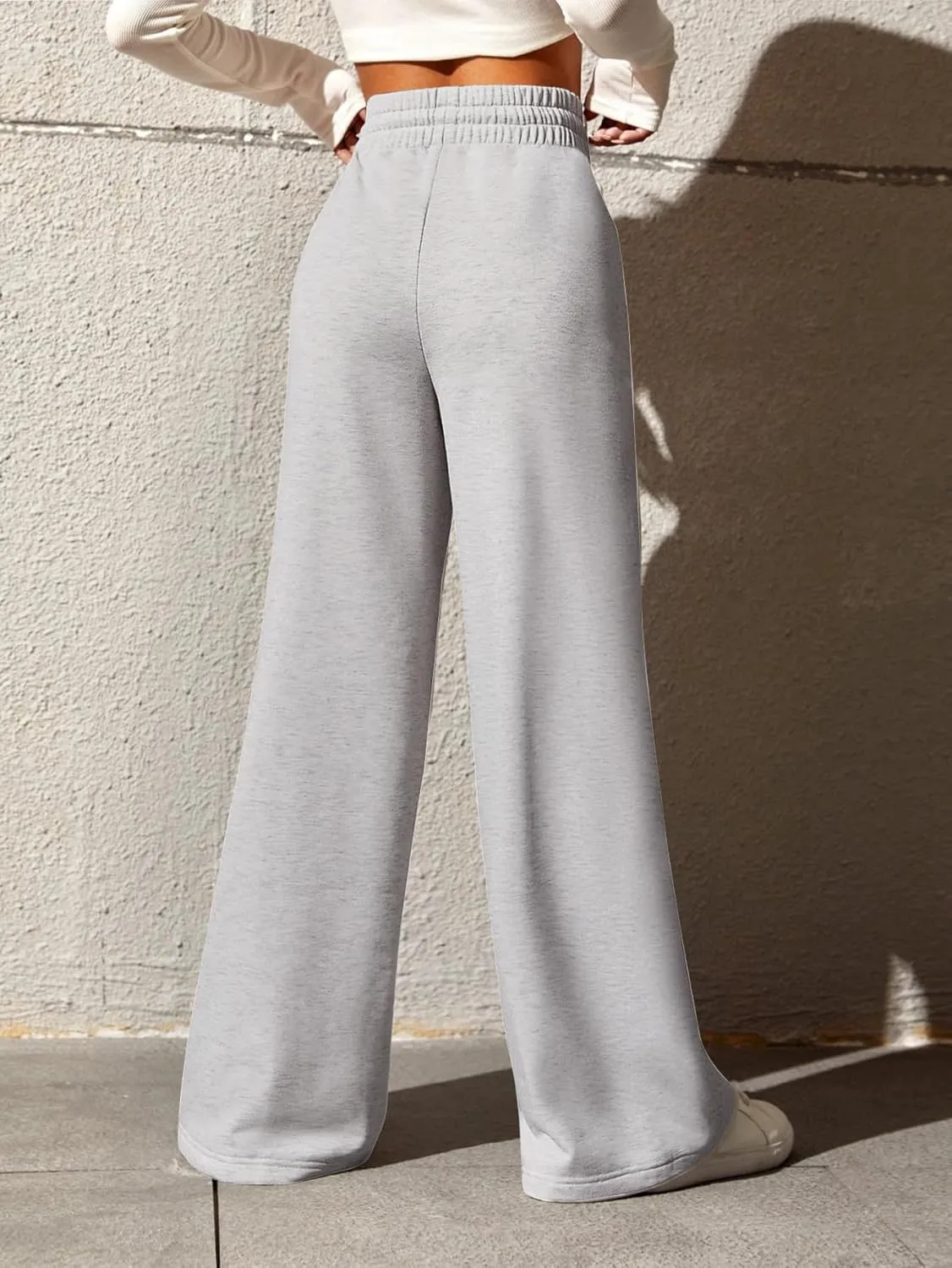 Yousify Wide Leg Sweatpants for Women Casual Elastic High Waisted Drawstring Long Pants with Pockets