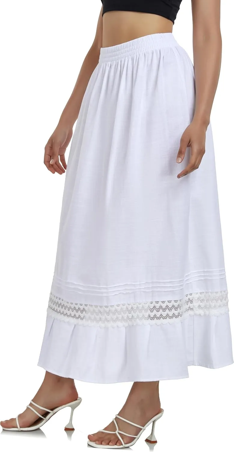 YZXDORWJ Mexican Skirt for Women Fiesta Theme Party Skirt Maxi Lace Traditional Dannce Dress Cinco de Mayo Skirt
