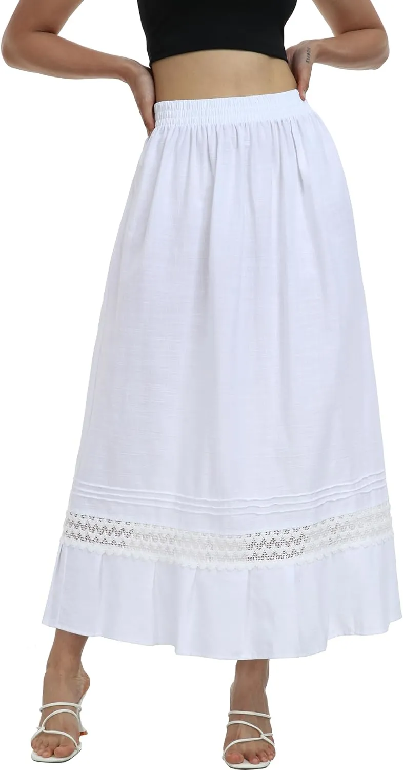 YZXDORWJ Mexican Skirt for Women Fiesta Theme Party Skirt Maxi Lace Traditional Dannce Dress Cinco de Mayo Skirt