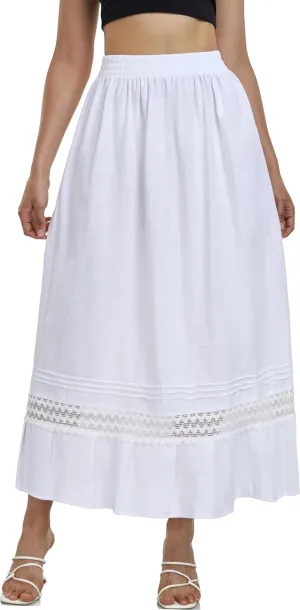 YZXDORWJ Mexican Skirt for Women Fiesta Theme Party Skirt Maxi Lace Traditional Dannce Dress Cinco de Mayo Skirt