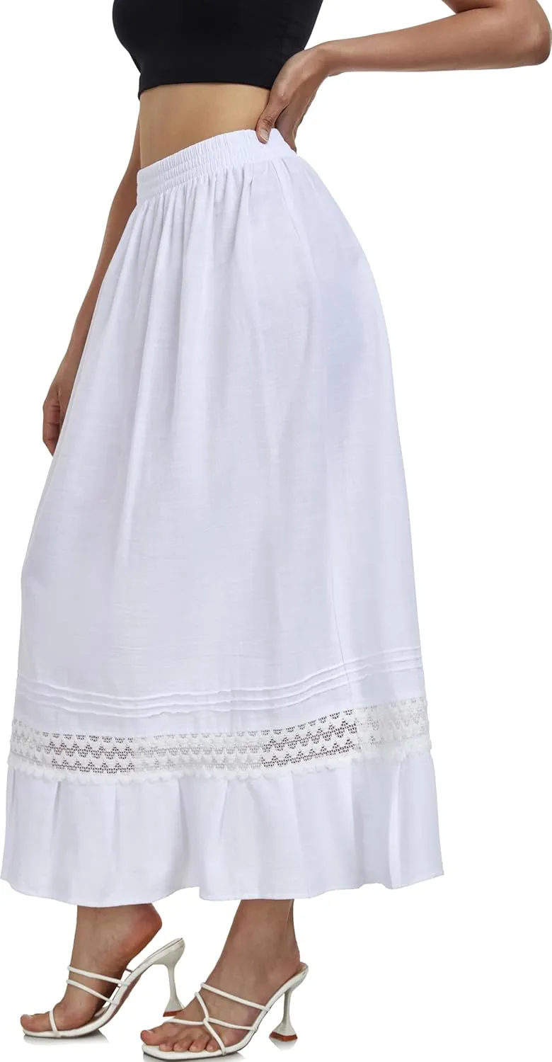 YZXDORWJ Mexican Skirt for Women Fiesta Theme Party Skirt Maxi Lace Traditional Dannce Dress Cinco de Mayo Skirt