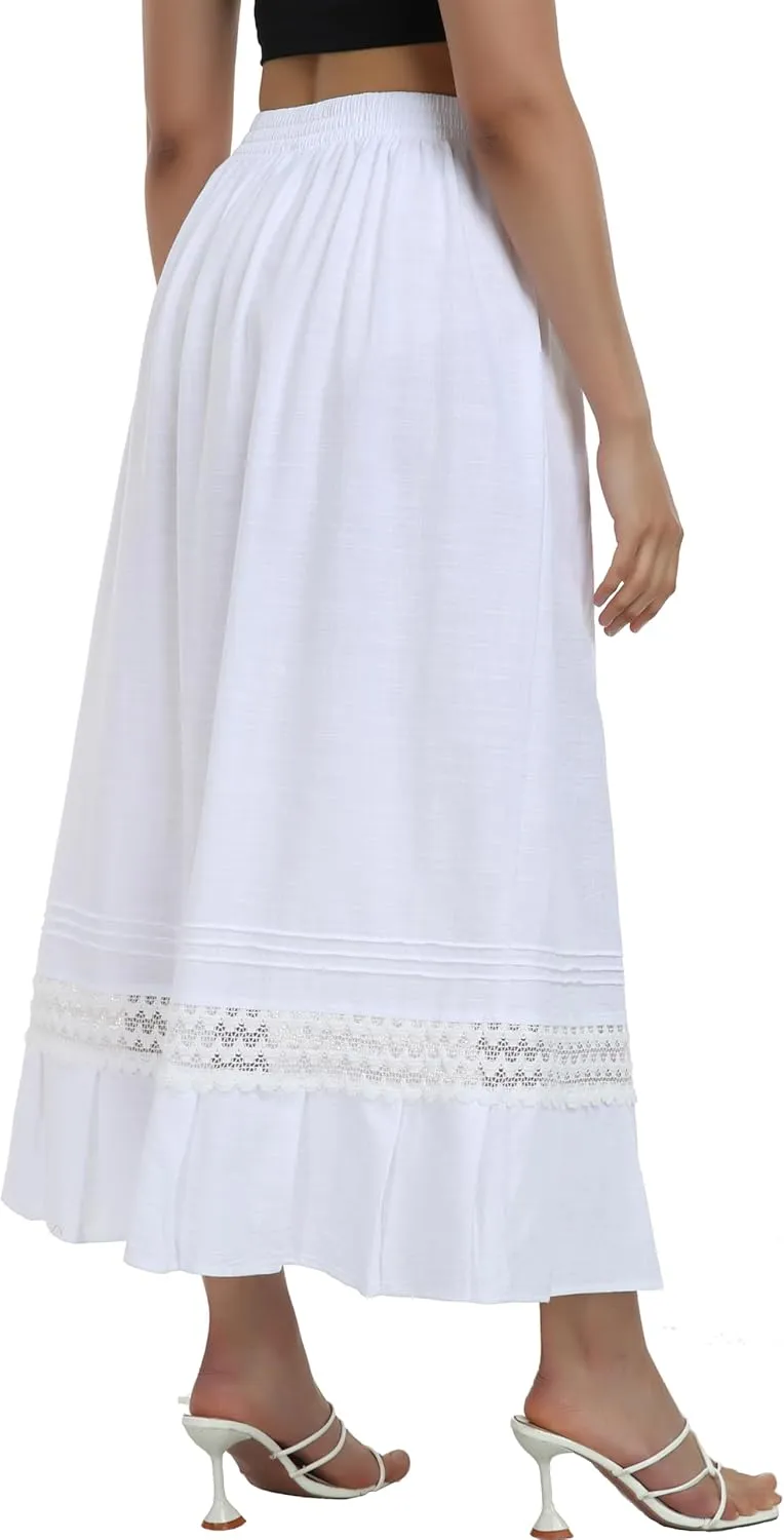 YZXDORWJ Mexican Skirt for Women Fiesta Theme Party Skirt Maxi Lace Traditional Dannce Dress Cinco de Mayo Skirt