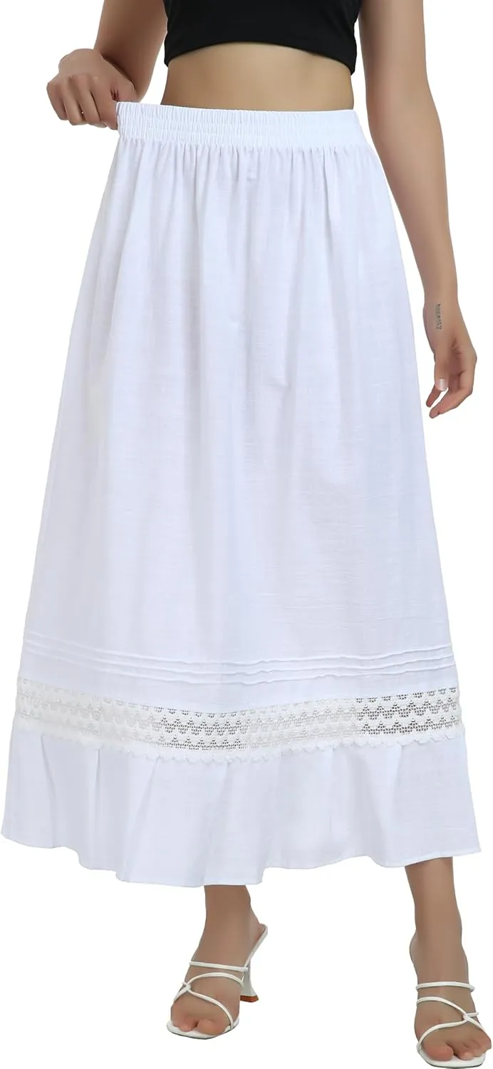 YZXDORWJ Mexican Skirt for Women Fiesta Theme Party Skirt Maxi Lace Traditional Dannce Dress Cinco de Mayo Skirt